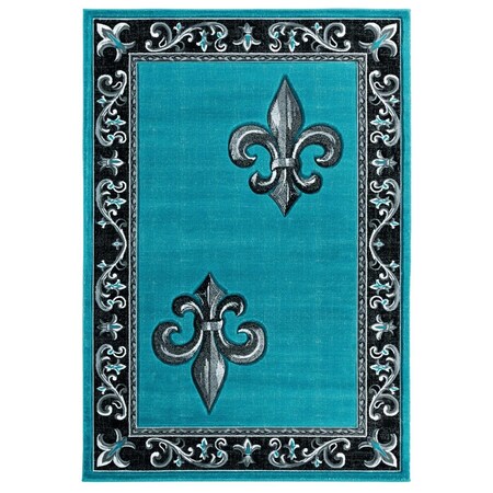 Manmade Bristol Lilium Turquoise Rectangle Area Rug - 5 ft. 3 in. x 7 ft. 6 in. MA3642515